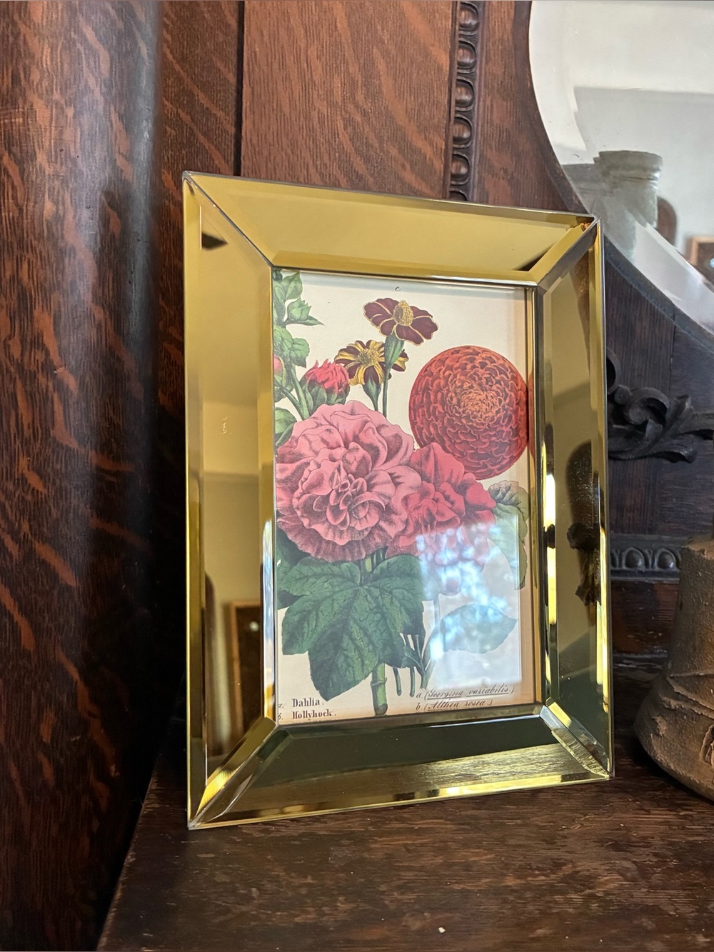 West Emory Gold Glass Picture Frame 6x8 Botanical Floral Flower Freestanding